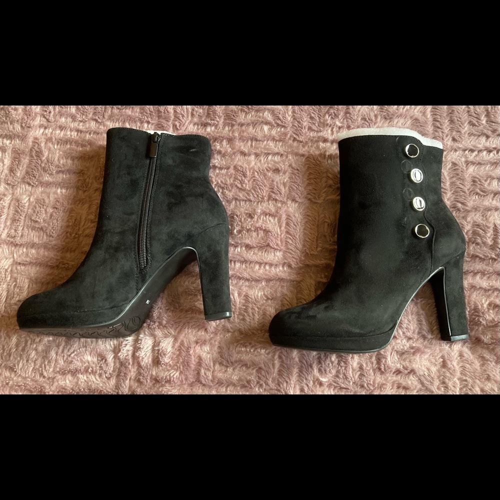 Black Vegan Suede Booties - IMPO Olivianna
